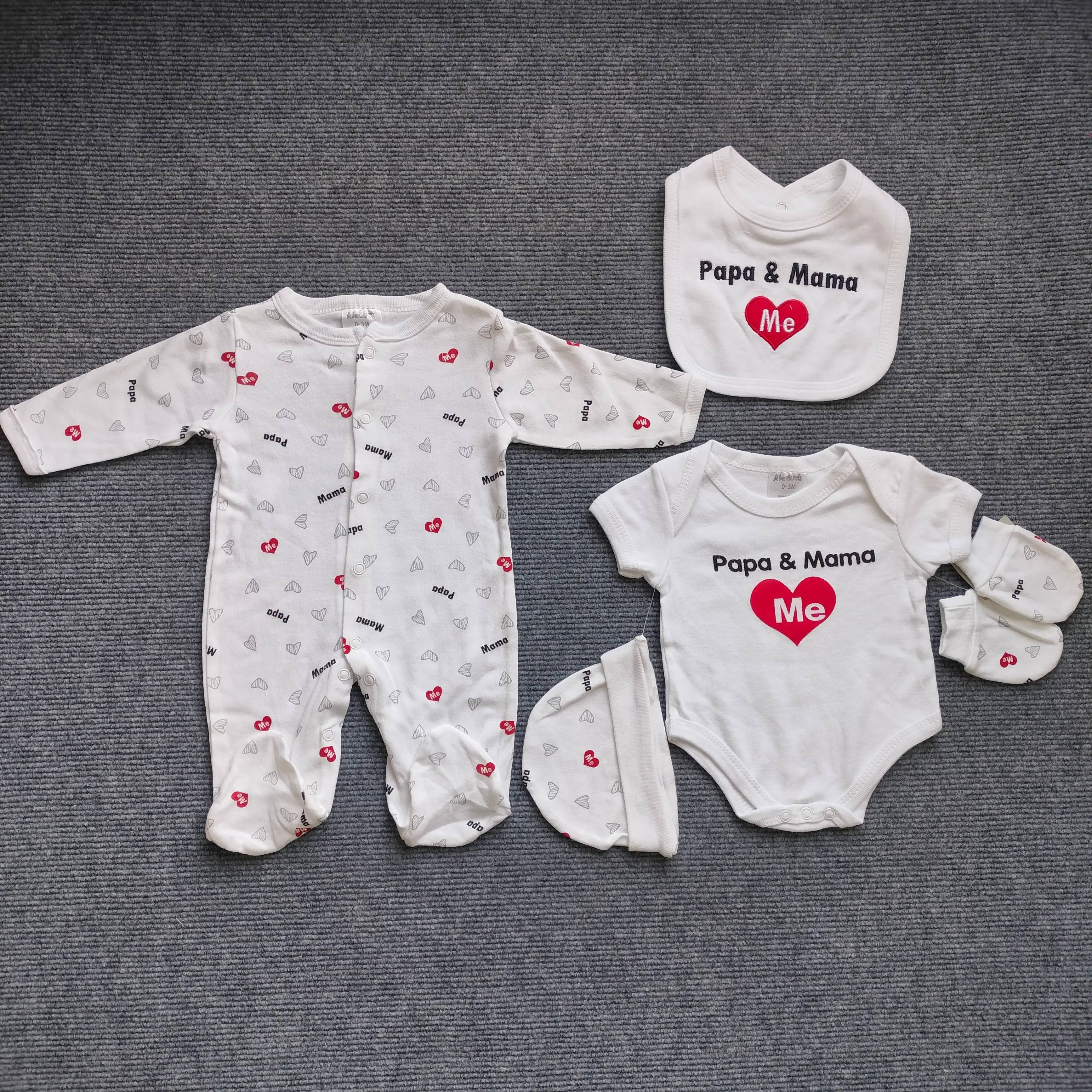 Wholesale Newborn Baby Clothing Set 5pcs Rompers Pajamas