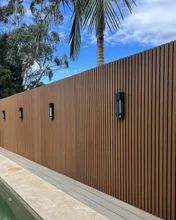 Outdoor Wpc  Fence Wall Cladding Wall Panel Wood Plastic Composite Slat Fluted Fencing Panels Board Garden Used Material