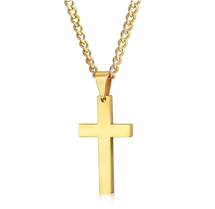 Stainless Steel Gold Plated Cross 