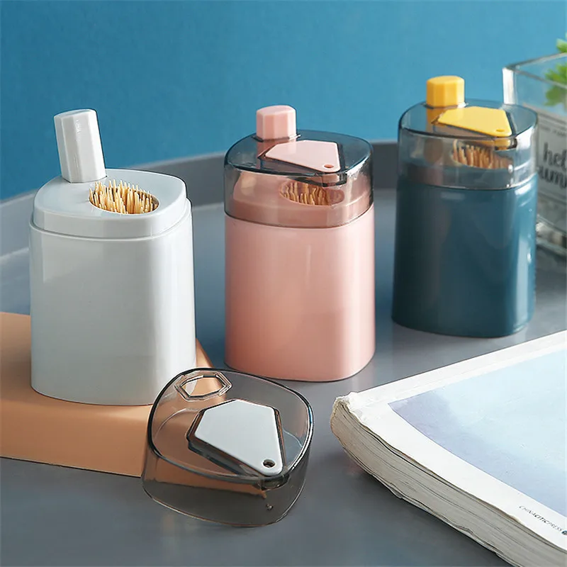 Toothpick Dispensers Automatic Toothpick Box Automatic Popup Detachable Bottle Transparent Window Toothpicks Storage Box For Home Restaurant