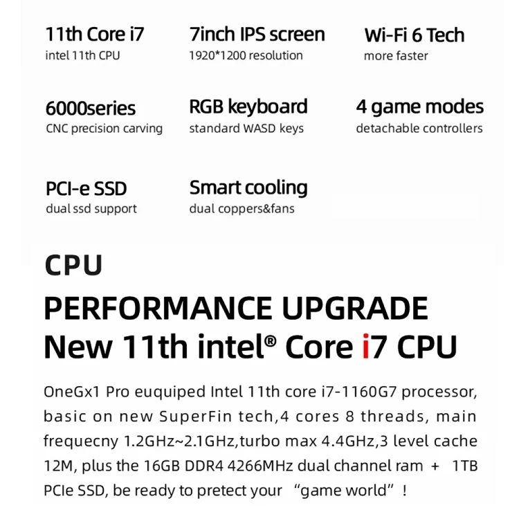 Onegx1 Pro Pc迷你笔记本电脑7.0英寸16gb + 1tb Wifi版游戏掌上电脑 