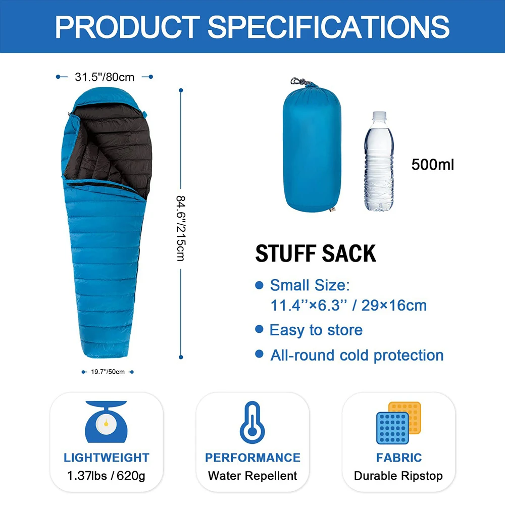 New Arrival Waterproof Portable Duck Down Sleeping Bag Manufacturer With Compression Sack manufacture