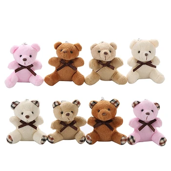 M1175 9cm stuffed Animals Plush Soft Toys bow teddy bear key chain
