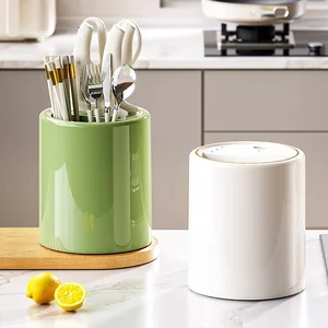 Countertop Kitchen Storage Rack Multifunctional Luxury Accessible Chopstick Barrel Knife Holder Drain Rotating Storage