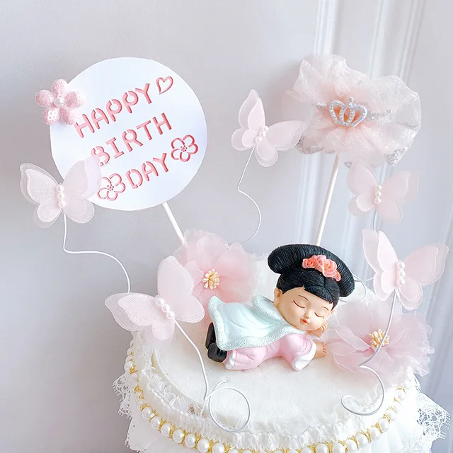 Baking Decoration Sleeping Position Emperor And Queen Decoration Crown Bow Pearl Wire Cake Decoration Customized Cake Topper