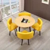 Yellow leather chair set for one table and four chairs