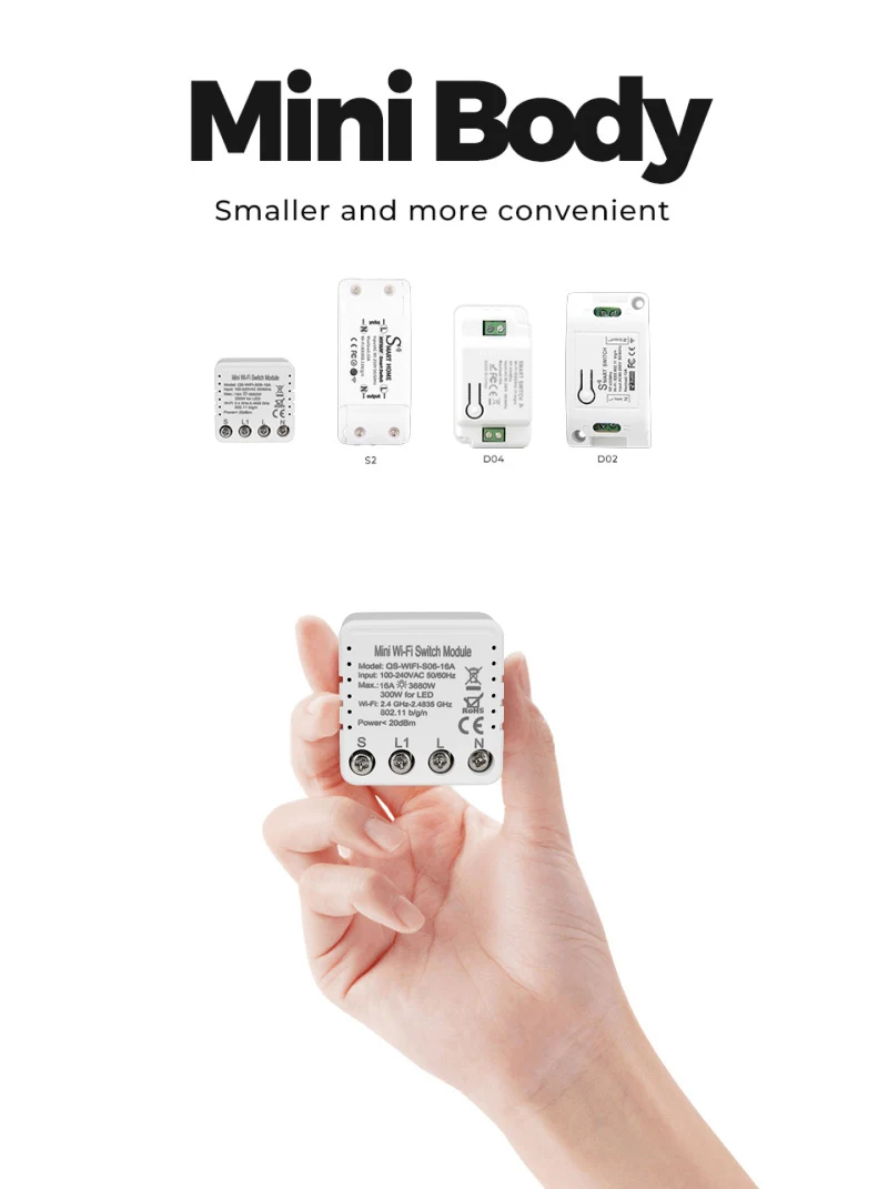 Aihomestyle Mini 16A WiFi Light Switch Smart Control for Smart Home Automation Solution Compatible with Alexa
