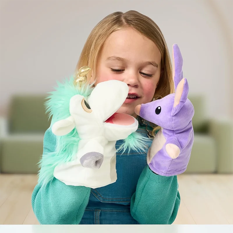 Factory Price Wholesale Early Learning Children Plush Stuffed Toy Hand Puppet Children Bob Bilby and Unicorse Plush Puppets