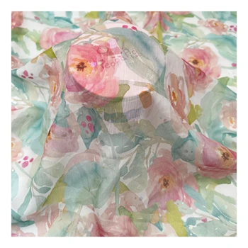 100% polyester floral textiles georgette printing plain crepe printed chiffon fabric for women dress velvet chiffon fabric