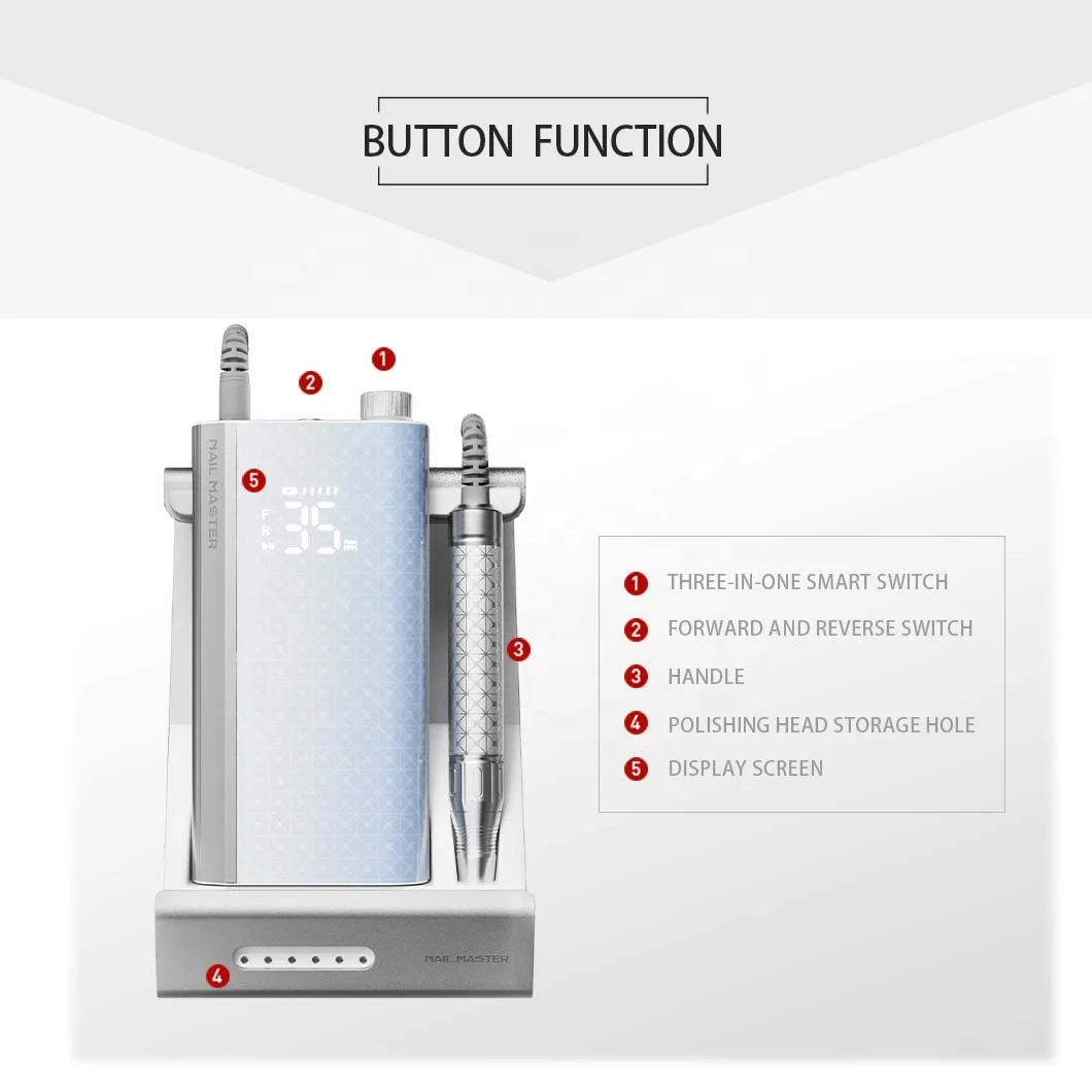 2025 New Style Fashion Rechargeable Portable Cordless Nail Drill Machine Acrylic Gel Polisher Brushless Motor for Nail Art Salon manufacture