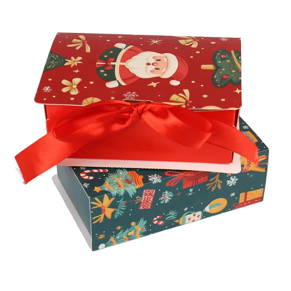 Custom White Card Paper Rigid Boxes Matt Lamination Free Size Soft Christmas Gift Boxes Ribbon Bow Perfume UV Coating Embossing