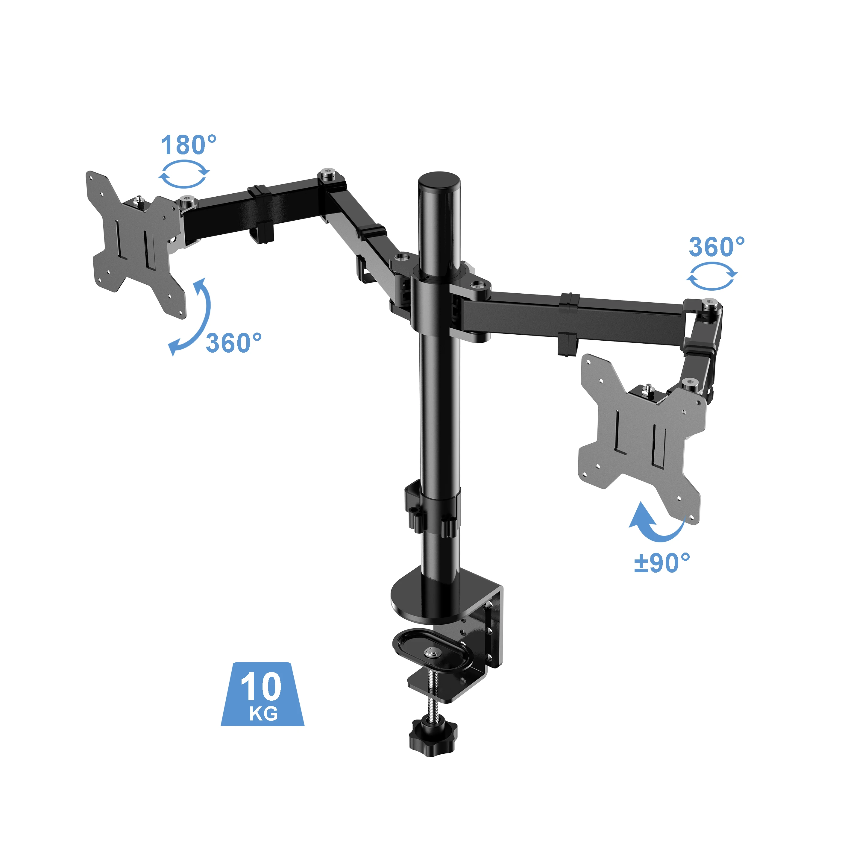360 Degrees Fully Adjustable Dual Monitor Brackets Desk Mount Dual