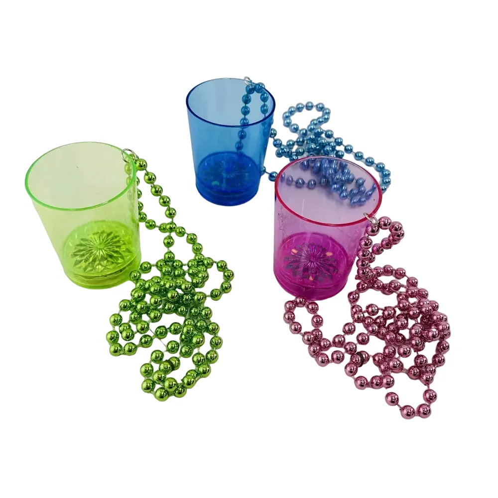 Glow In The Dark Necklace Party Supplies Glow Neon Shot Glass On Beaded Necklace Plastic Cup For 3545