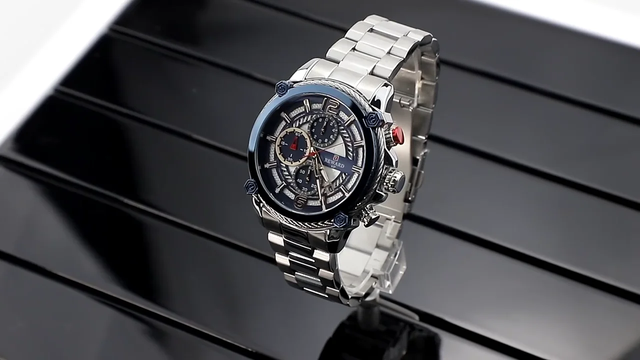 Reward Best Chronograph Quartz Watch for Men Stainless Steel