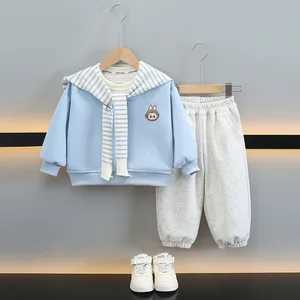 8774 Children's Cotton Knitting Suit 2026 Autumn New Boys and Girls Sports Two-Piece Baby Spring and Autumn Cartoon Clothes for