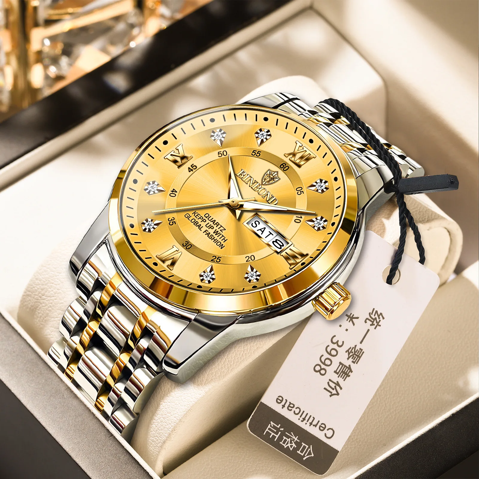 Binbond B7169 Men's Waterproof Quartz Watch - Luxury Fashion