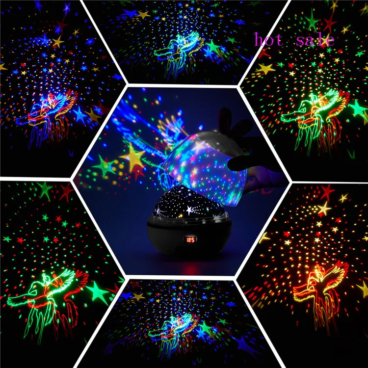 Fluorescent Rabbit Timing Starry Projection Lamp Rotating Led Starry New and Strange Christmas Atmosphere Night Light