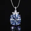 Bird's Nest cut white blue plated pendant with chain