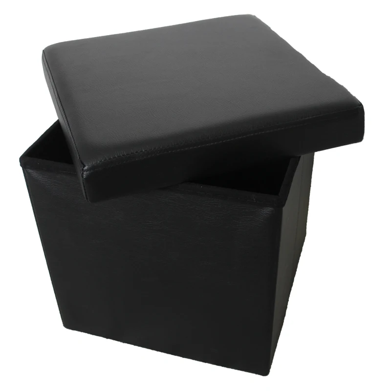 Custom Modern Design Factory Direct Sales Multifunctional Folding PVC Faux Leather Folding Storage Ottoman Stool