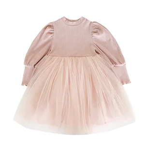 Q1678/New Fashion Toddler Girls Spring Autumn Ruffles Embroidered Long Sleeve Tulle Princess Dress