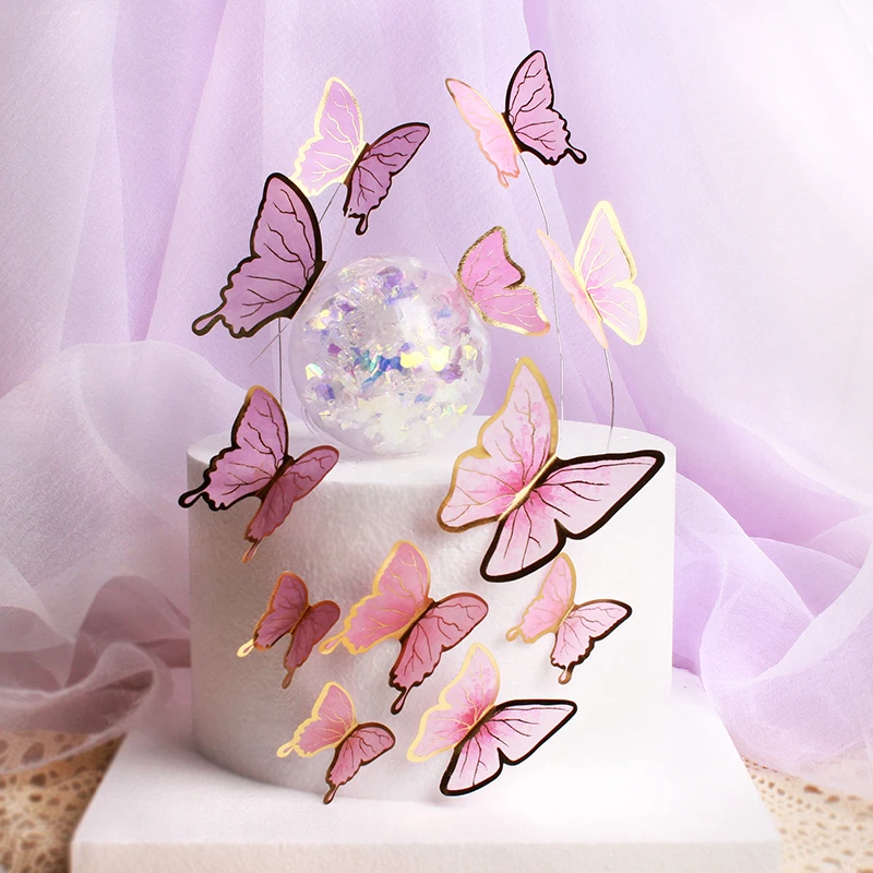 Fogcroll 18Pcs/Set Butterfly Cake Toppers Realistic Vivid Image