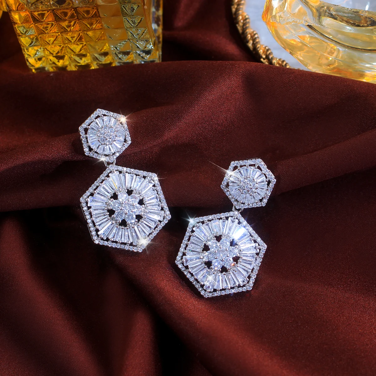 Alibaba.com: Qoolady E0008 Zircon Earrings, trendy drop design with  sparkling white cubic zirconia, ideal for weddings and parties. Explore  customizable orders on a leading trading platform.