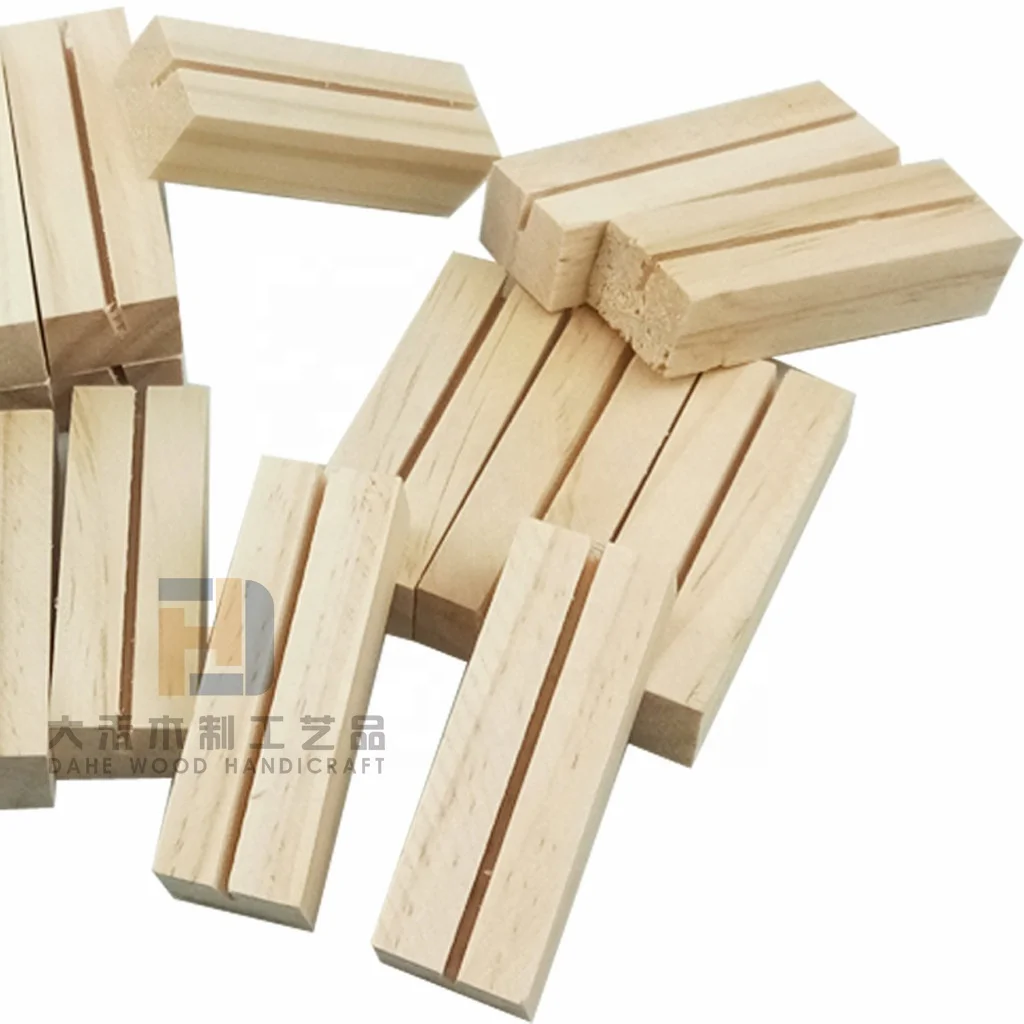 20 Pieces Small Wooden Card Photo Holder Stand Base Circle Square Wood Holders for Wedding Display Table Decoration