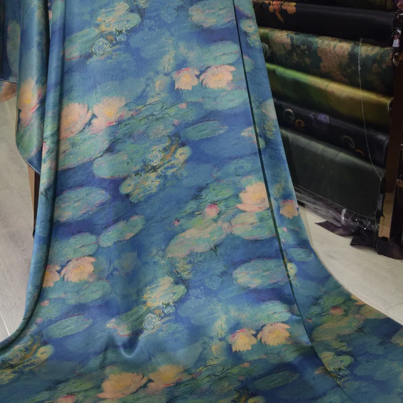 Good Quality Polyester Custom Pattern Silk Satin Fabric for Women Dresses