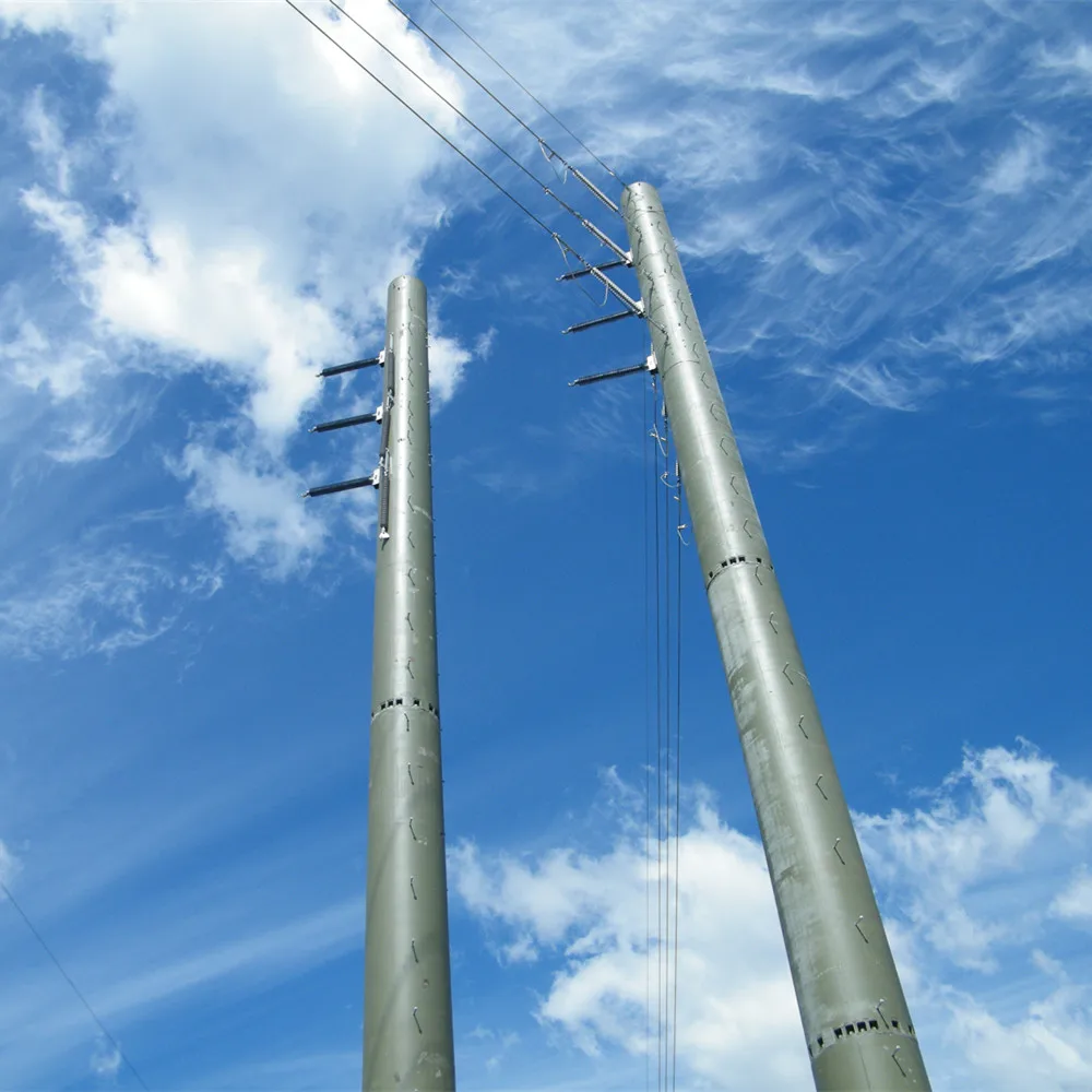 Hot Dip Galvanized Dodecagonal Electrical Power Pole with Cross Arms