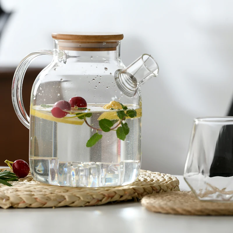 Wholesale Caraffa per acqua in vetro con coperchio in bambù brocca in vetro  borosilicato e teiera in vetro From m.alibaba.com