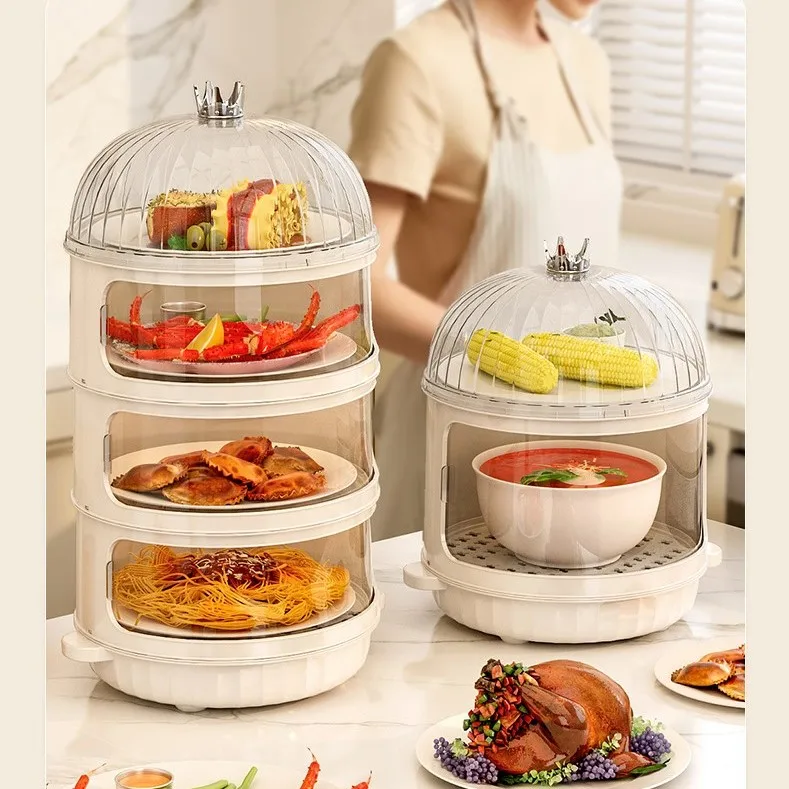 4 Layers Plastic warm keeper can keep cooked food warm Dish Insulation food cover Plastic multi-layer plate storage cover