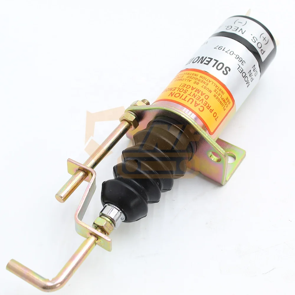 Fuel Shut Off Solenoid 1502-12C7U2B2S1 366-07197 SA-3405T Compatible With Lister Petter Engine With Bracket 2 Pins 12VDC Gold