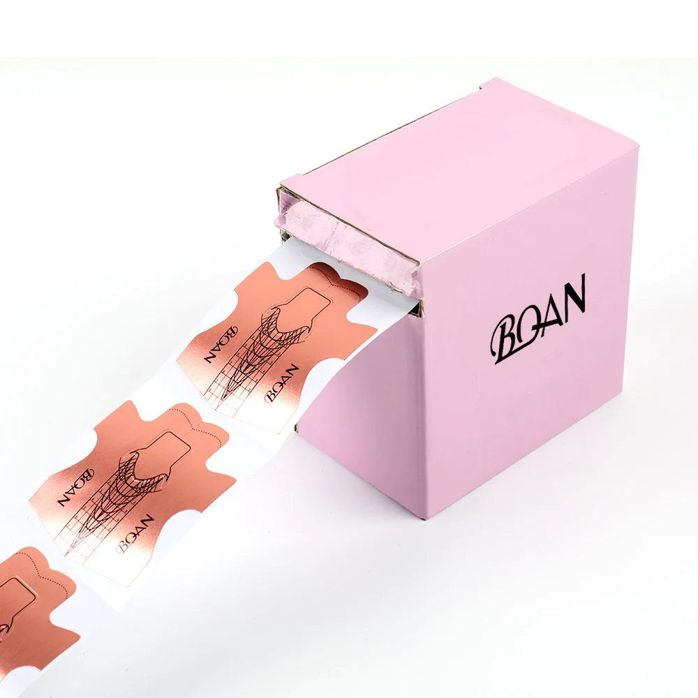 BQAN Новое поступление 100 шт. розовое золото алюминиевая двойная форма для ногтей Типсы для ногтей Форма для ногтей Пользовательский логотип с коробкой