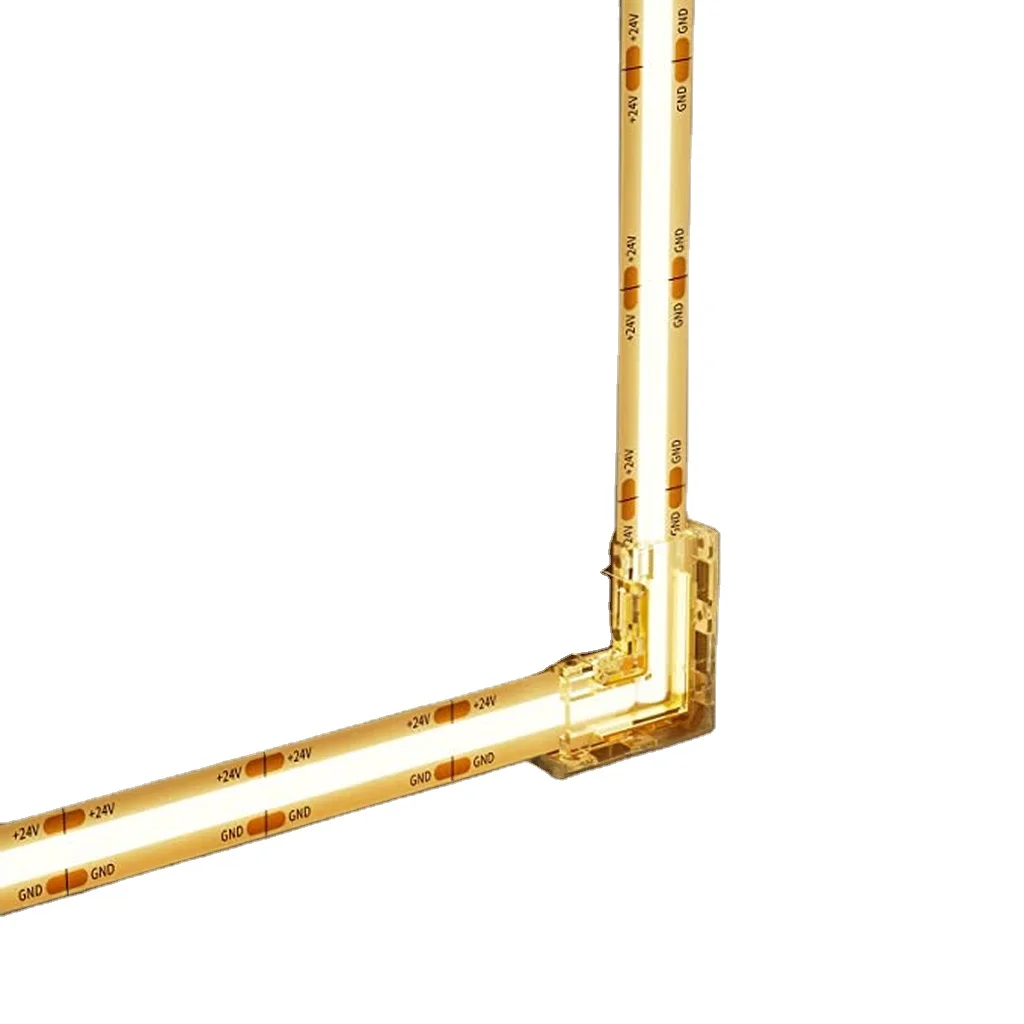 heedpeiur 12 connettori per strisce LED COB a 2 poli, 10 mm, 8 a forma di L + 4 connettori centrali, connettore senza saldatura per strisce LED da 10 mm di larghezza, 2 pin, 12 V, 24 V