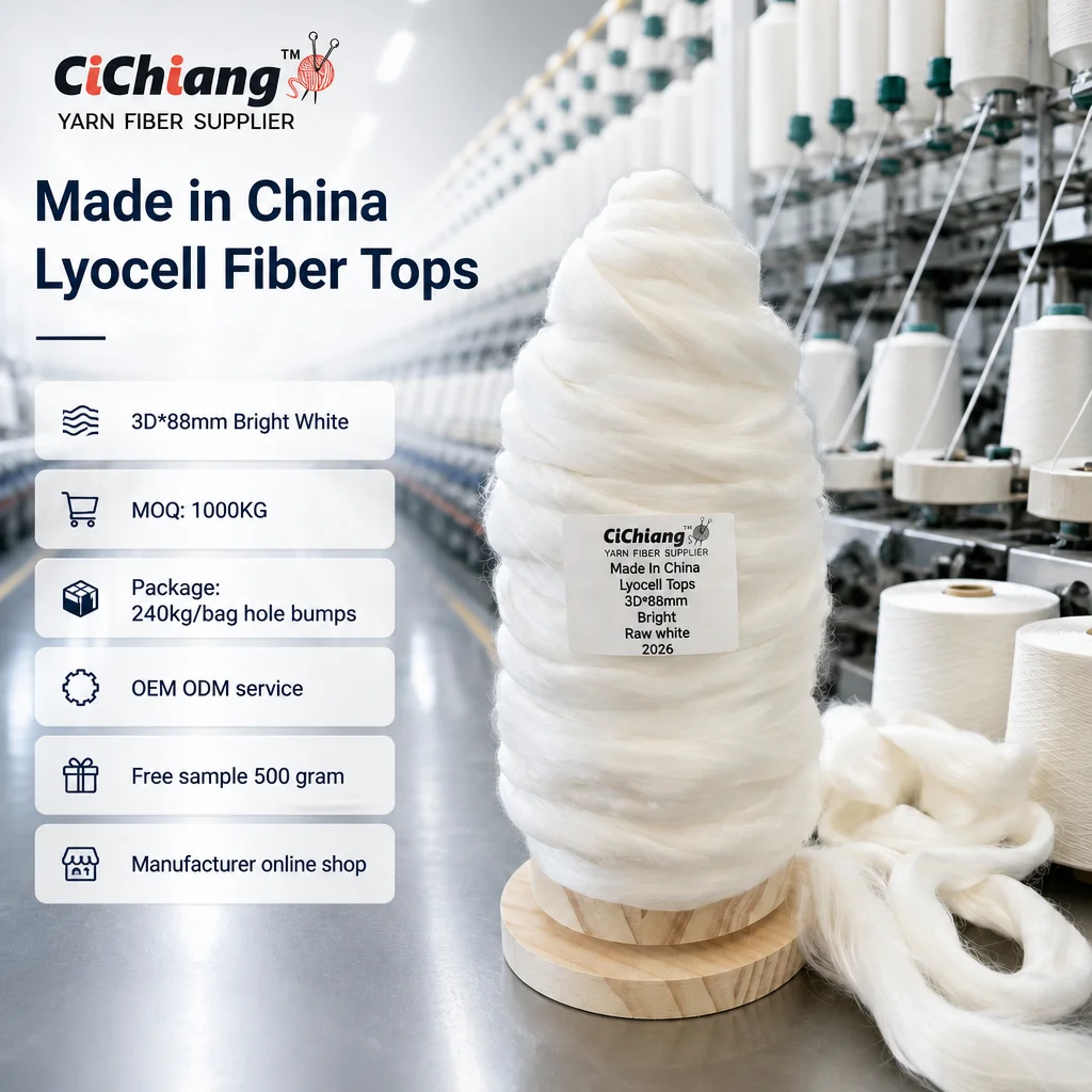 Made in China Lyocell Fiber Tops 3D*88mm Bright Raw White Siliconized Anti-Bacteria 3.3dtex Staple Fiber Tops Spinning Knitting Made in China Lyocell Fiber Tops 3D*88mm Bright Raw White Siliconized Anti-Bacteria 3.3dtex Staple Fiber Tops Spinning Knitting