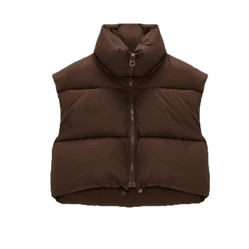 2021s Newest design hot selling women's winter faux down vest jacket quilted lady puffer jacket