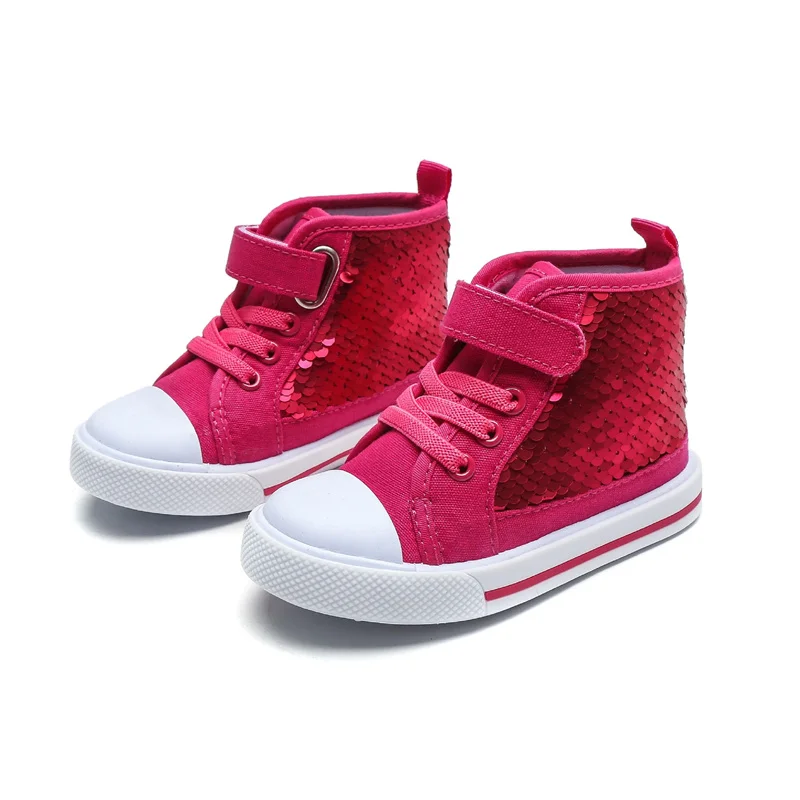 Trendy Sequin Tennis Canvas Shoes for Kids Unisex Retro