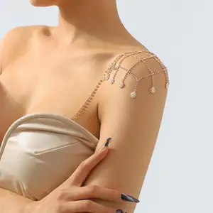Wholesale Custom Jewelry Shoulder Chain Necklace Body Chain Jewelry Diamond Rhinestone Tassel Chain Fashion Jewelry for Women