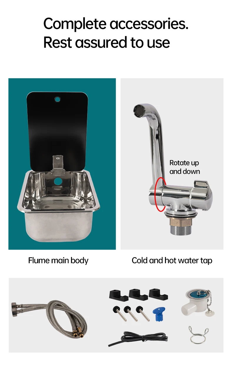 Hot Sale Rv Sink Small Narrow Stainless Steel Rv Sink With Glass Cover