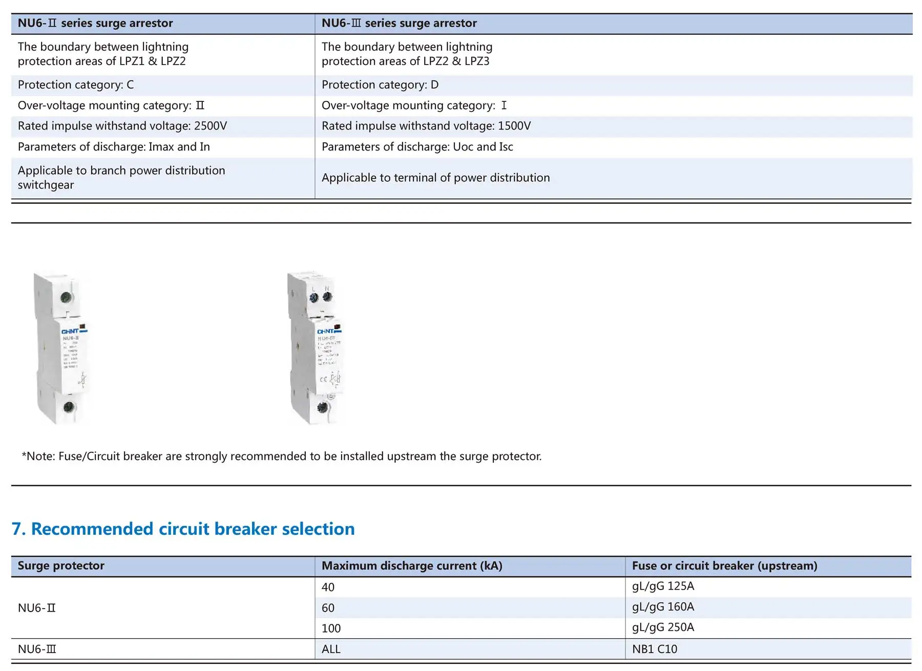 Chint original NU6-III Type 3 SPD Surge Arrester 10kV 5kA 275V 320V 385V T3 Class III Type D CHNT Type 3 Surge protection device