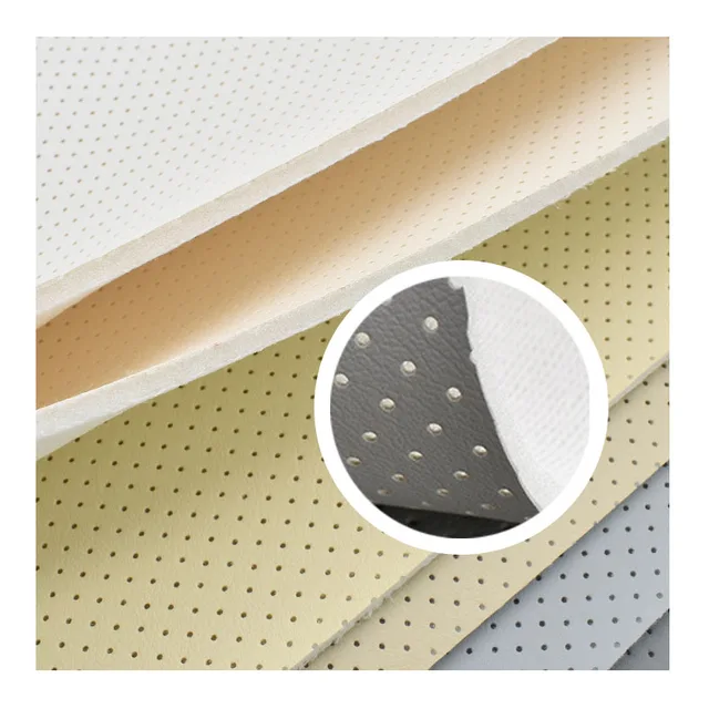 High Quality 2.6 mm Thicken Perforated Automotive Leather PU Synthetic Leather for Car Seat Upholstery Chair with Sponge