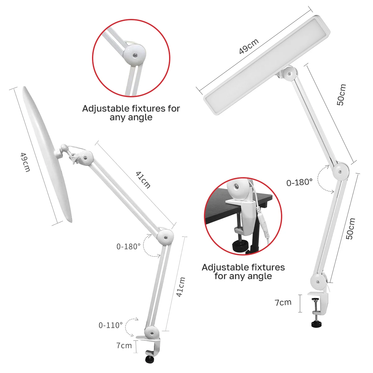 Latest Design High Quality Adjustable Desk Clip on Led Magnifying Glass Table Lamp