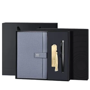 Custom A5 Trade Show PU Leather Hardcover Business Journal Diary Notebook Gift Set for Christmas