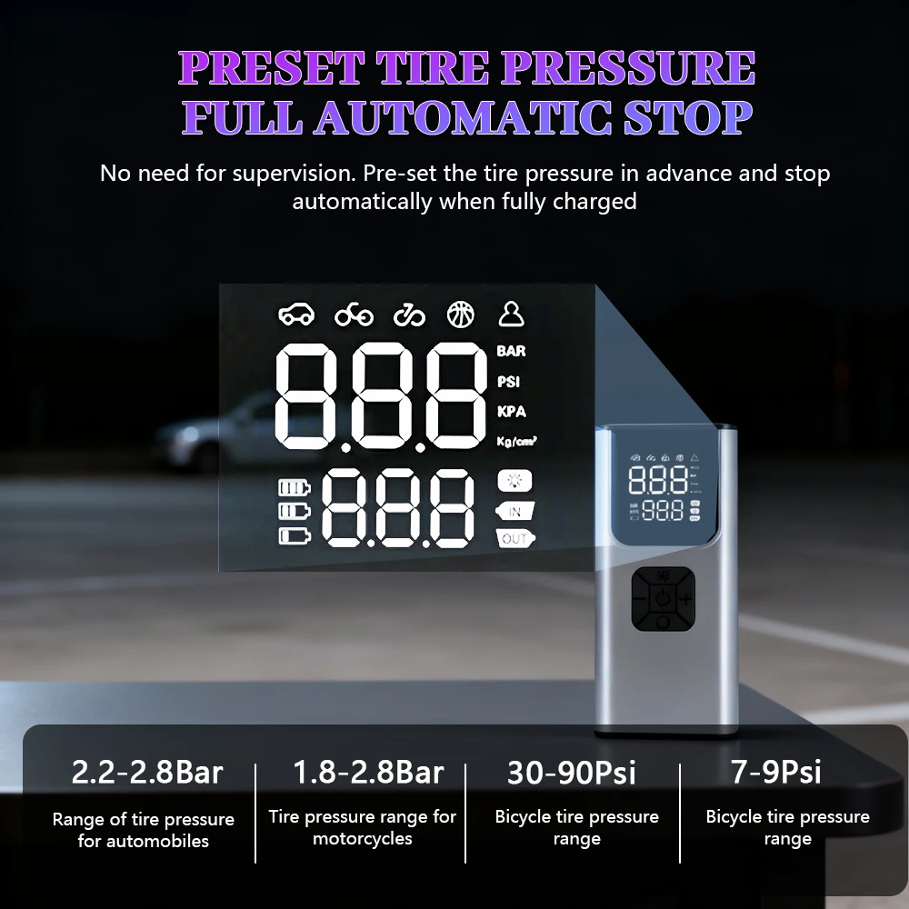 Car Electric Air Pump Portable Air Compressor Deflation Pump Rechargeable Battery 150PSI for Car Motorcycle Bicycle Ball - view 5