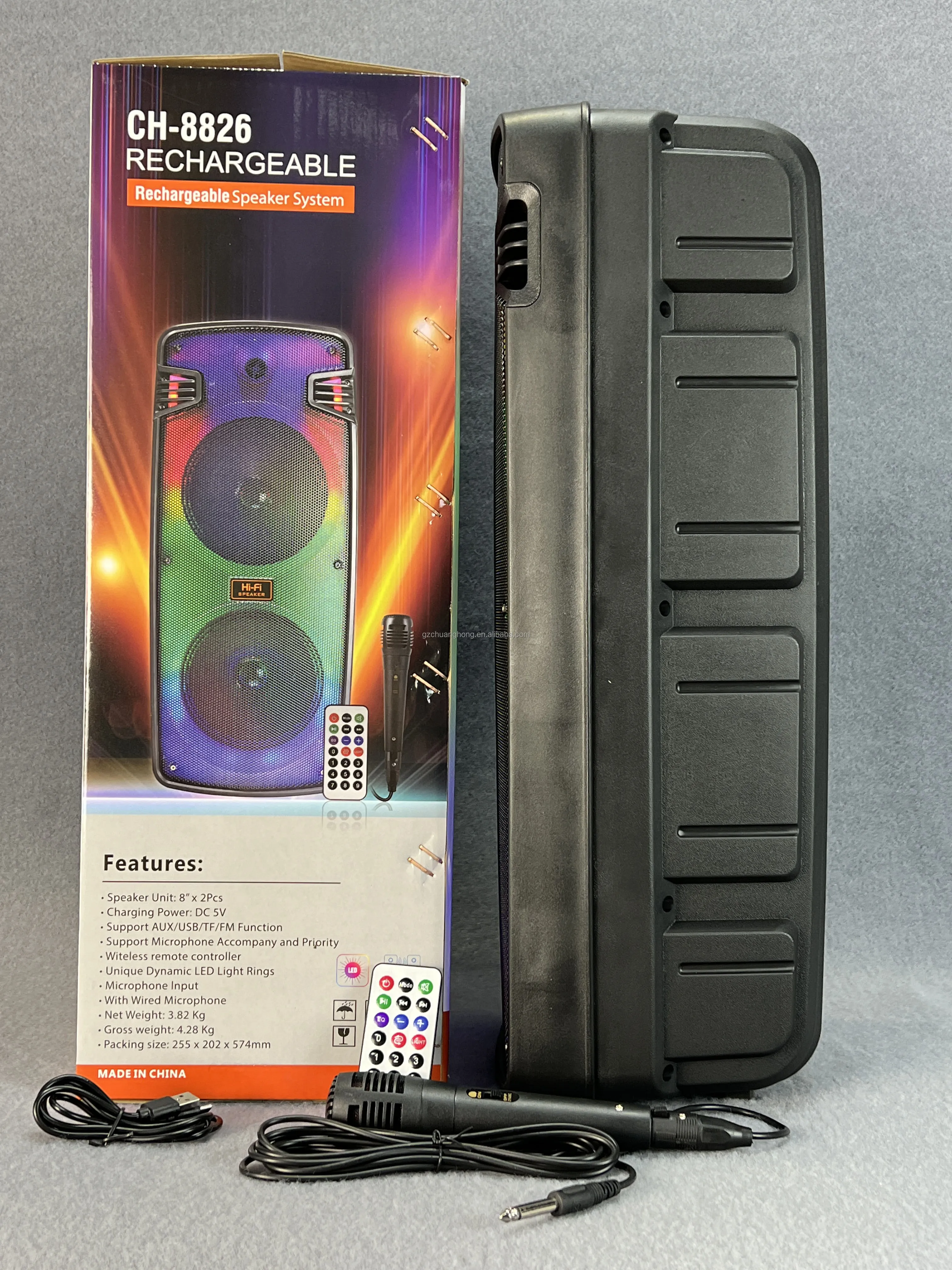 Avcrown Dual Inch BT Speaker with Flame Light Portable Cheap