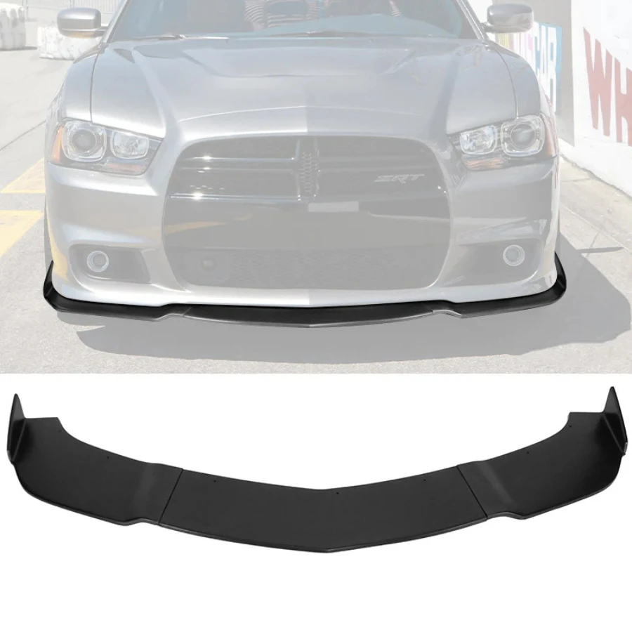 TIYPEOR Front Splitter for 2012-2014 Dodge Charger SRT Front Bumper Lip PU 3PCS
