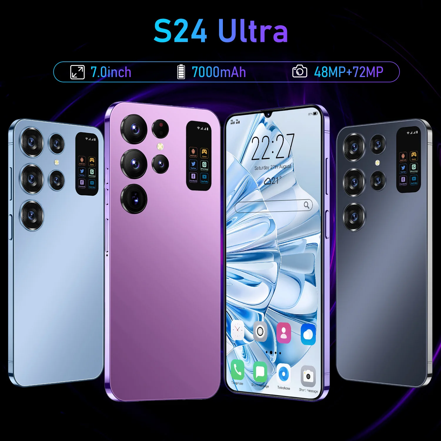 Galax S24 Ultra 16gb+1tb Smart Android Phone 6800mah 5g Dual Sim Dual ...