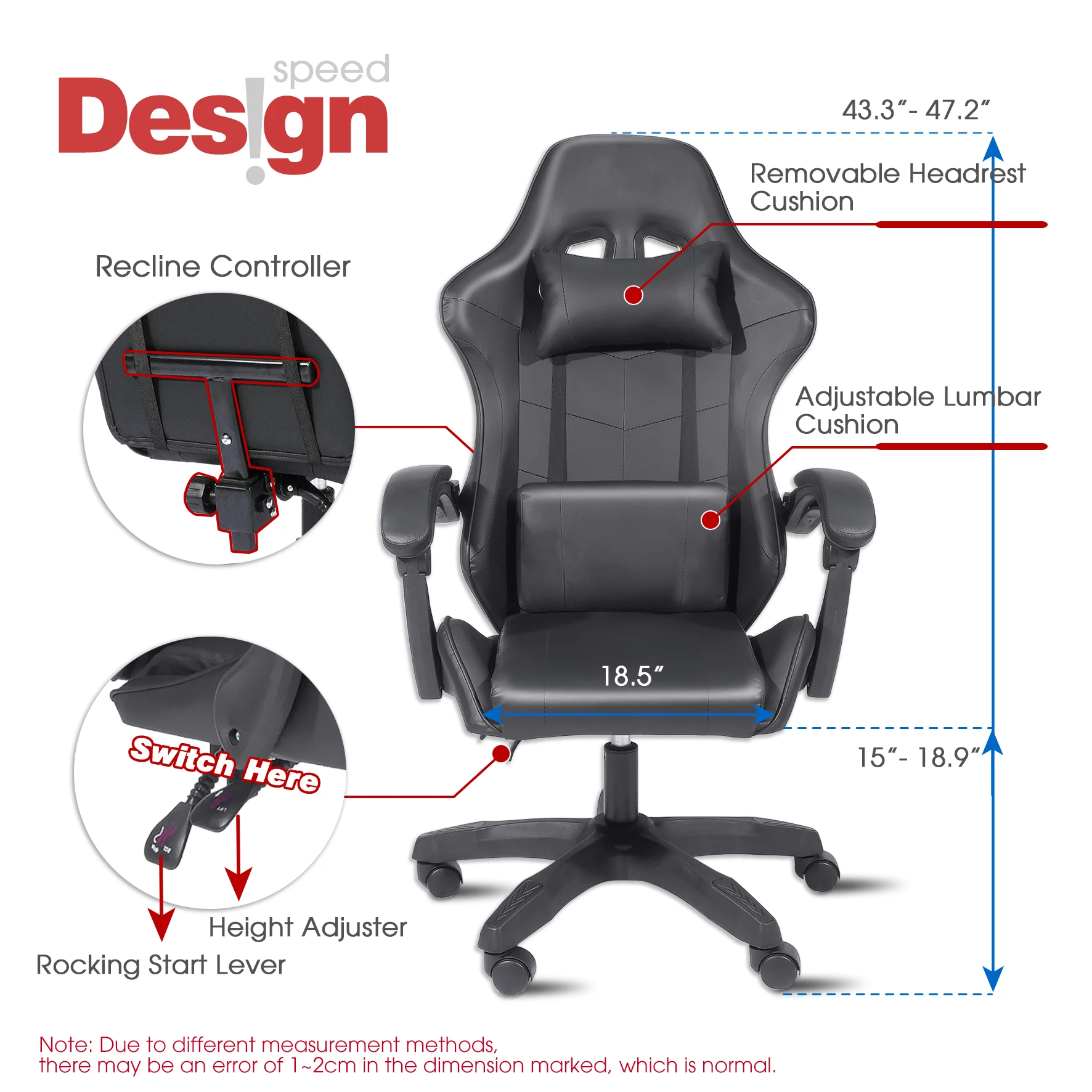 Charmount Silla Gaming Chair Chaise Gaming Chair Pu Leather Nylon