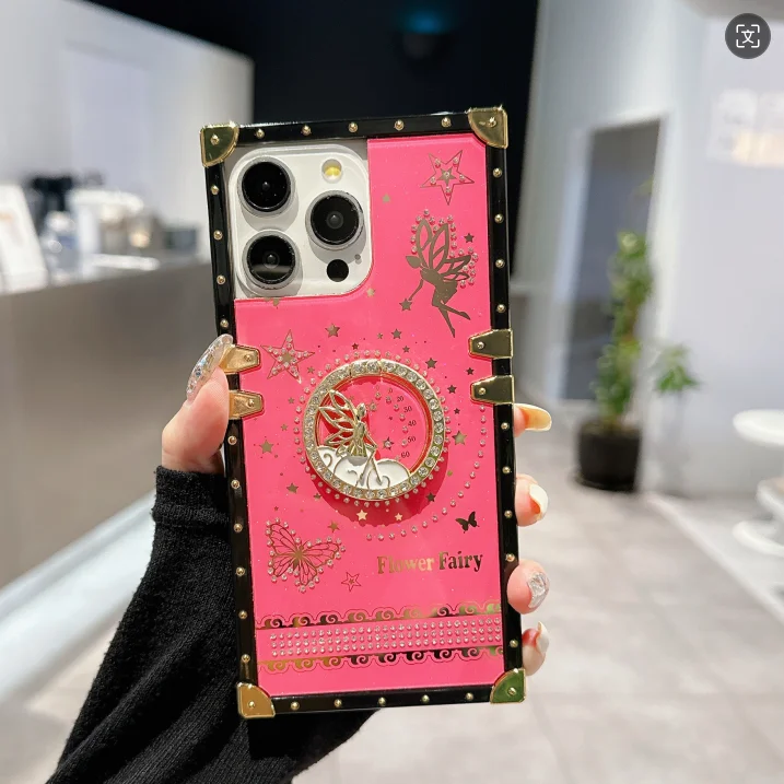 Luxury Square Phone Case for Sam A15 A25 Diamond Metal Rind