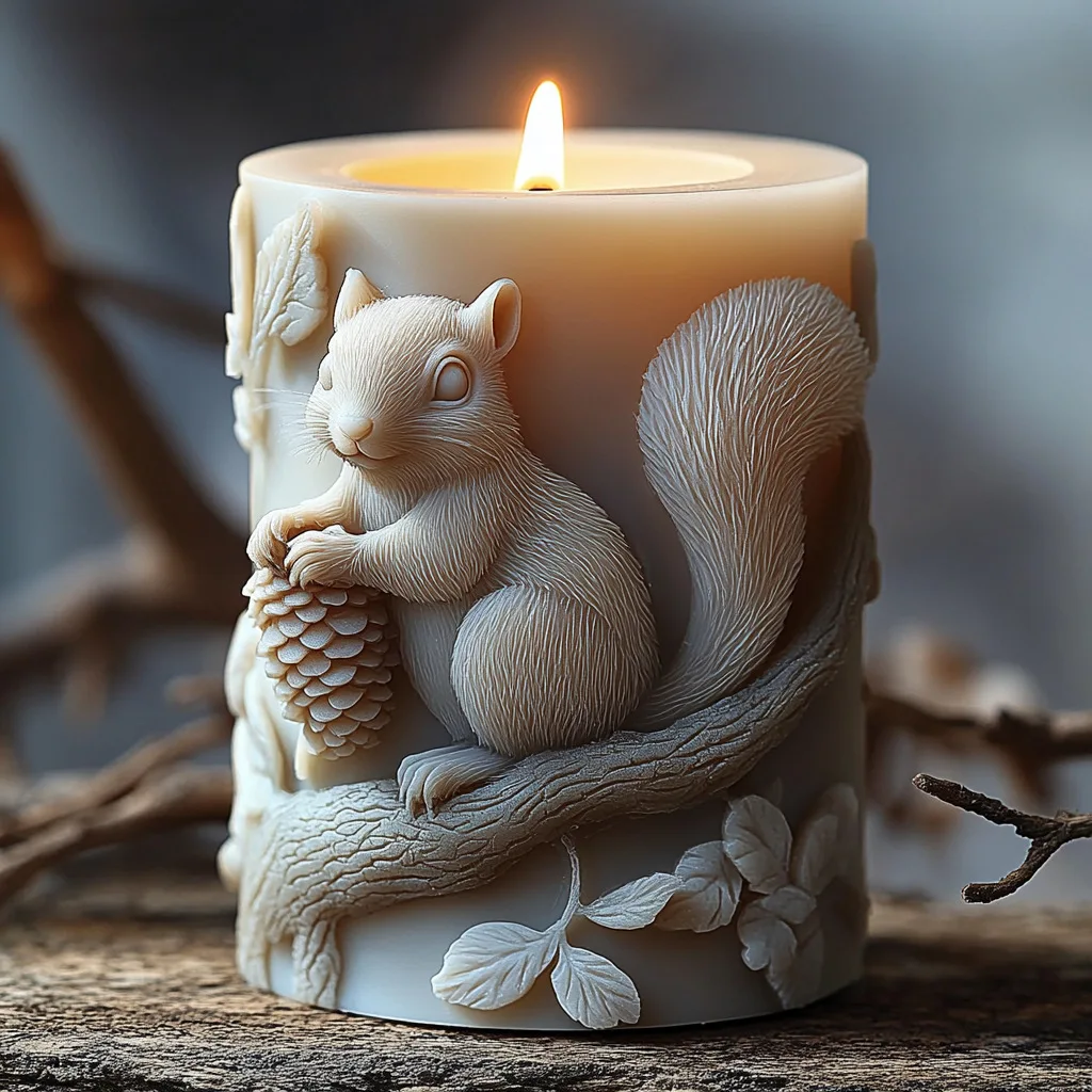 New Design Creative Silicone Abrasives Gypsum Ornaments Stereo Animal Aromatherapy Candle Mold DIY  Squirrel Food Moulds